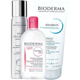 Bioderma Sensibio H2O Nettoyant Micellaire 4 en 1 + Institut Esthederm Hydro Booster Cellulaire + Bioderma Atoderm Intensive Baume