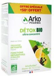 Arkofluides Détox Bio 20 Ampoules + 10 Ampoules Offertes - Boîte 30 ampoules de 10 ml