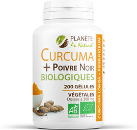Curcuma et Poivre Noir Bio - 300 mg - 200 gélules végétales