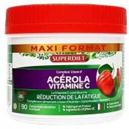 Maxi Pot Acerola Vitamine c - 90 Comprimésécables à Croquer - Pot 90 Comprimés