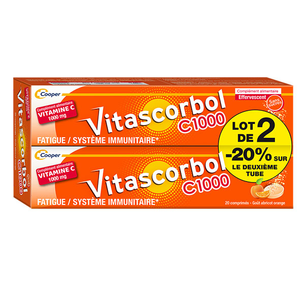 Complément alimentaire vitamine C1000 mg 2x20 comprimés effervescents