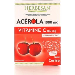 Acérola 1000 Goût Cerise 30 comprimés effervescents