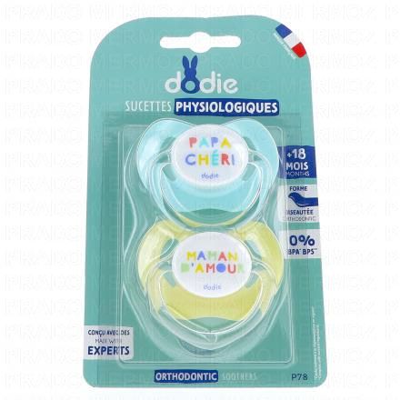 Sucettes Physiologiques western silicone lot de 2 +18 mois