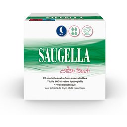 - Cotton Touch - Serviettes Hygiéniques de Nuit - Extra-Fines et Hypoallergéniques avec Ailettes - Très Absorbantes - Pack de 12