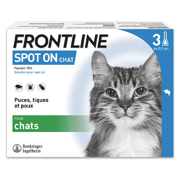 Spot On chat - Anti-puces anti-tiques pour chat - 3 pipettes