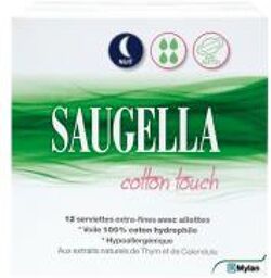 Cotton Touch Serviettes Nuit X12 - Boîte 12 serviettes extra-fines avec ailettes
