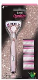 Rasoir Femme Quattro Rose Gold X 1 + 4 Lames - Boîte 1 rasoir + 4 lames