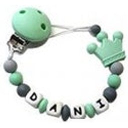 Sucette en silicone à chaîne Mamimemima Couronne verte