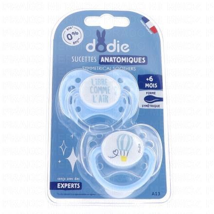 Duo Sucettes +6 mois anatomique silicone duo fille papillon et princesse