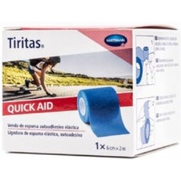 Quick Aid Bande Mousse Auto-adhésive Élastique 6 cm × 2 m Bleu 1 Unité