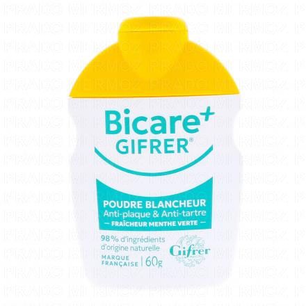 Bicare plus - Dentifrice poudre blancheur menthe verte 60g
