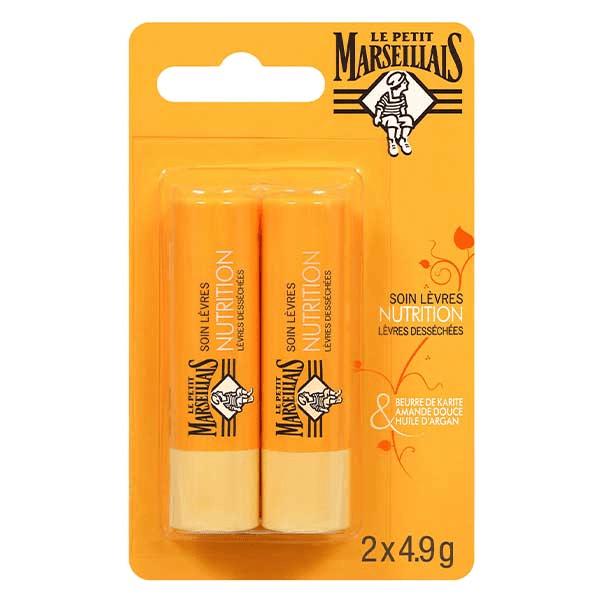 Soin Lèvres  Karité, Amande Douce et Argan Lot de 2 x 4,9g