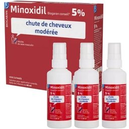 Minoxidil 5 % Solution pour Application Cutanée 3x60 ml