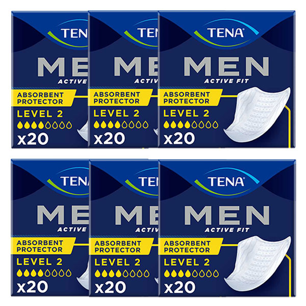 Men Active Fit Protection Absorbante Niveau 2 Taille unique Lot de 6 x 20 unités