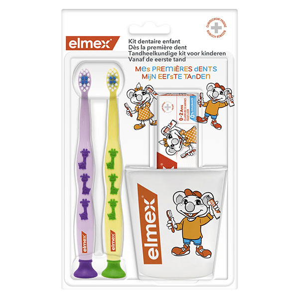 Kit Dentaire Enfants 2 Brosses à Dents + 1 Dentifrice + 1 Gobelet Offert