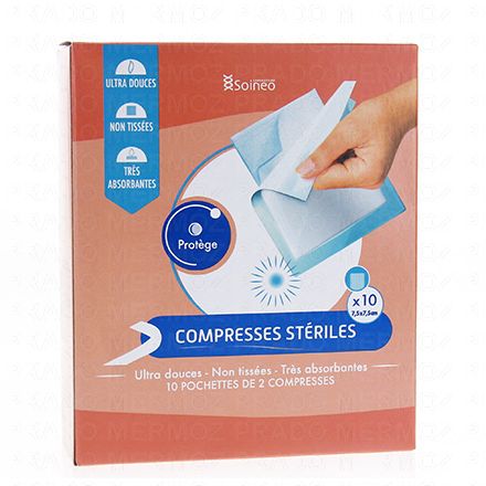 Compresses stérilles gaze 7,5x7,5cm x10