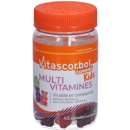 Vitascorbolgommes Multikids X45 - Complément alimentaire - Gommes Multivitamines Enfants dès 4 ans - Vitalité & Croissance (1) - 45 gommes - Goût raisin/fraise