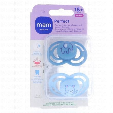 Duo Sucettes +18 mois Perfect silicone bleu clair / bleu foncé