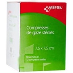 Compresses Stériles 7,5x7,5cm 2x50 Sachets