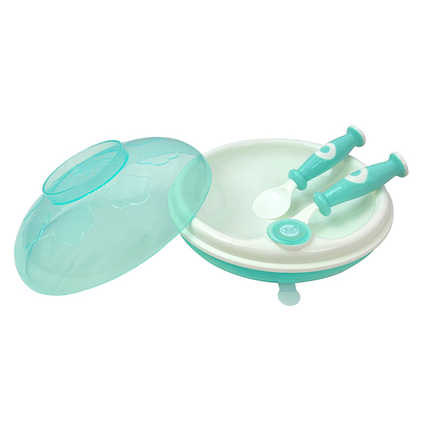 Repas Gray Keep Warm Plate Mint + Cutlery