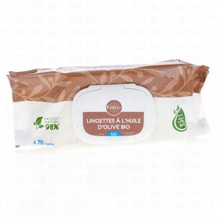 Lingettes nettoyantes pour bébé à l'huile d'olive bio x70