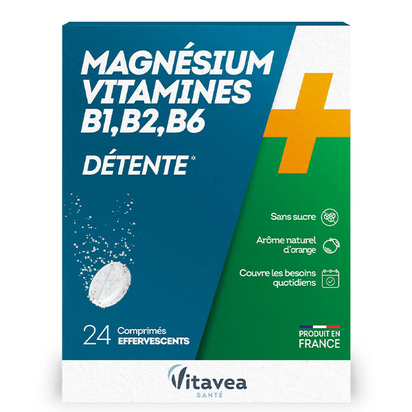 Magnésium Vitamines B1,B2,B6 Détente 24 comprimés effervescents