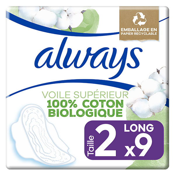 Coton Protection Long Serviettes avec Ailettes 9 unités