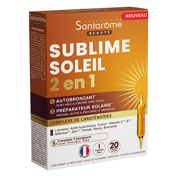 Santarome - sublime Soleil - Autobronzant & Préparateur solaire - 20 ampoules