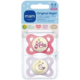 Original Night Tétine en Silicone Rose 0-6 mois