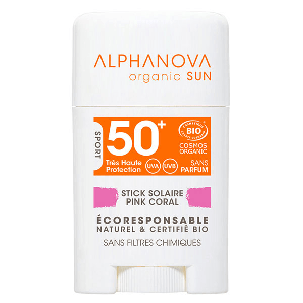 Sun Stick Solaire Visage Rose SPF50+ Bio 10g