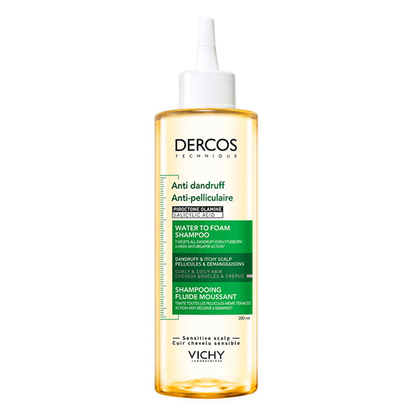 Dercos Shampooing Fluide Moussant anti-pelliculaire Cheveux Bouclés, Frisés, Crépus 200ml