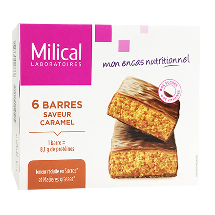 Barres hypocalorique, riche en protéines goût caramel x 6
