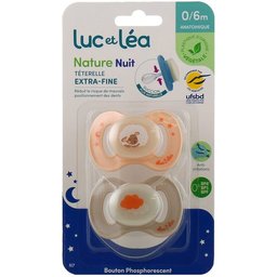 Luc et Léa Set Nature Nuit Sucette Silicone 0-6m 2uts