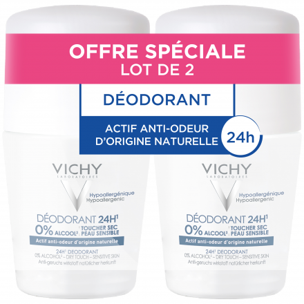 Déodorant Roll'on 24h hypoallergénique toucher sec 50ml * 2