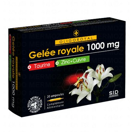 SID NUTRITION Oligoroyal gelée royale 1000mg - taurine & zinc de cuivre boîte de 20 ampoules de 10ml