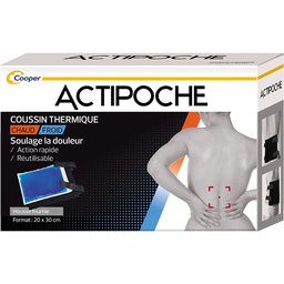 Actipoche - Coussin thermique - Thermothérapie - Contractures musculaires et douleurs articulaires - Grand modèle - 20x30 cm - Gel - 1 unité