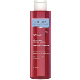 Dexeclear Gel moussant anti-imperfections 200ml pour peaux grasse à tendance acnéique. Sans parfum.