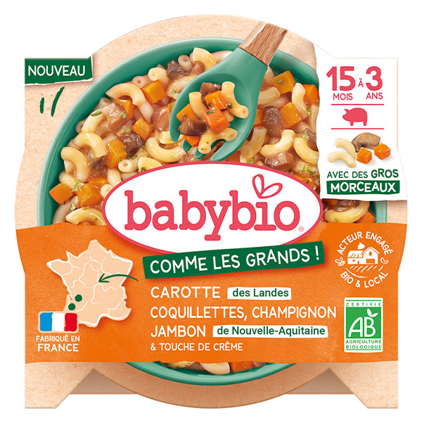 Carottes des Landes Coquillette Champignon Jambon de Nouvelle-Aquitaine & touche de crème - 200g