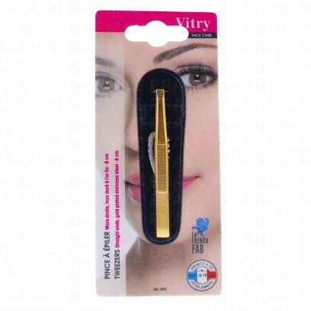 Face Care - Pince à épiler inox doré en or fin mors droits