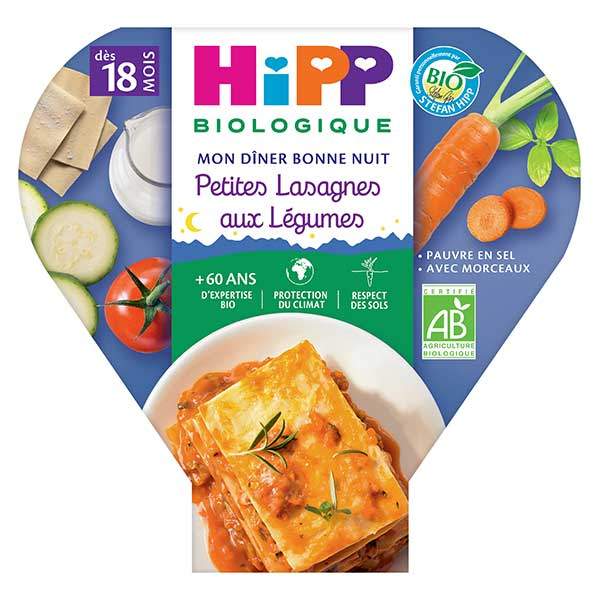Bio Mon Dîner Bonne Nuit Assiette Petites Lasagnes aux Légumes +18m 260g