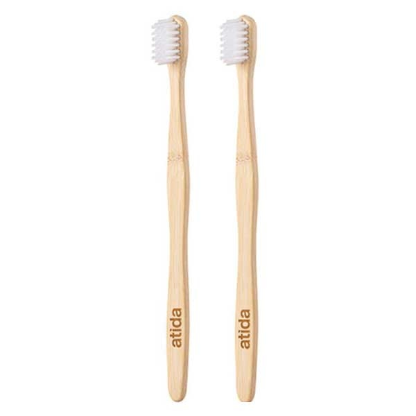 Bucco-Dentaire Brosse à Dent Bambou Adulte Medium Blanc lot de 2