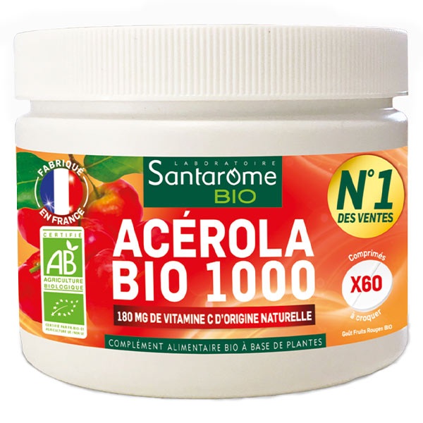 - Acérola Bio 1000 - Vitamine C naturelle - 60 comprimés à croquer