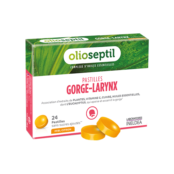 Olioseptil Pastilles Gorge-Larynx Miel Citron 24 pastilles