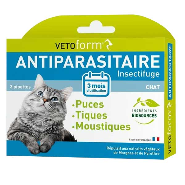 Antiparasitaire Chat 3 pipettes