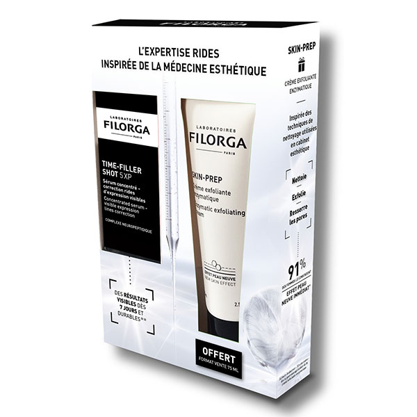 Coffret Time-Filler Shot 5XP + Skin-Prep Crème Exfoliante 75 ml Offerte