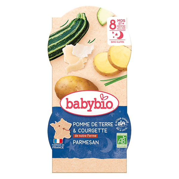 Repas Soir Bol Pomme de Terre Courgette +8m Bio 2 x 200g
