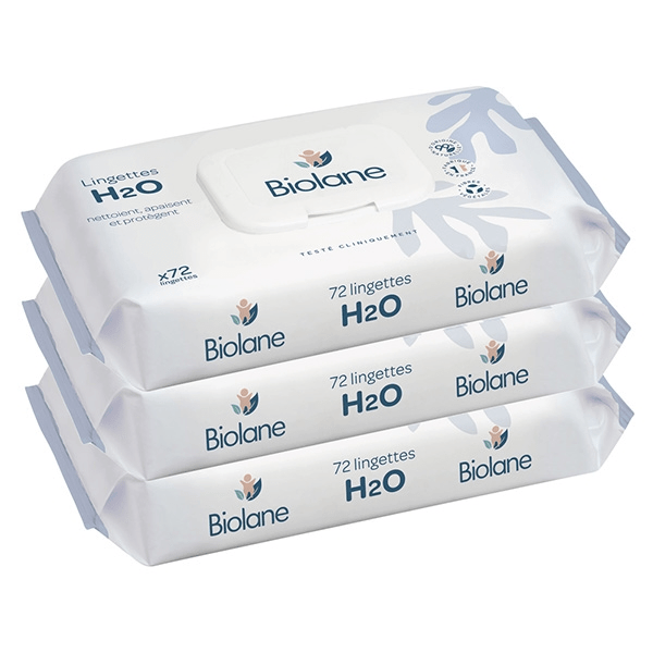 Lingettes épaisses H2O Lot de 3 x 72 unités