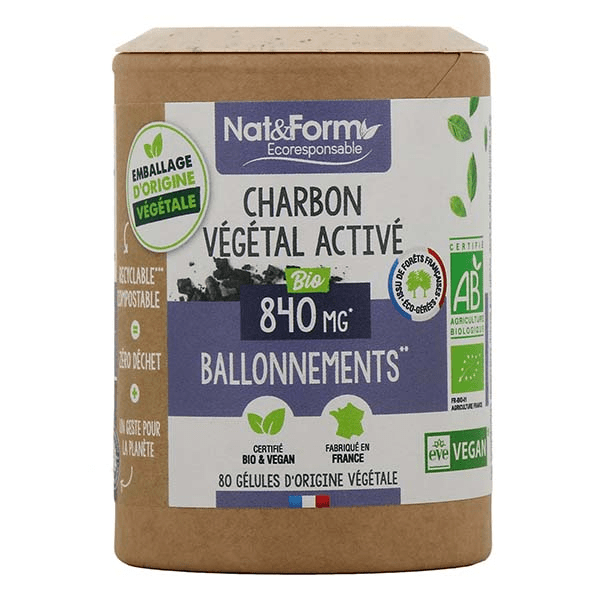 Écoresponsable Charbon Végétal Bio 80 gélules