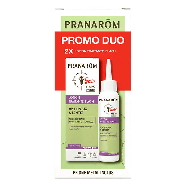Aromapoux Lotion Traitante Flash Anti-Poux & Lentes Lot de 2x100 ml