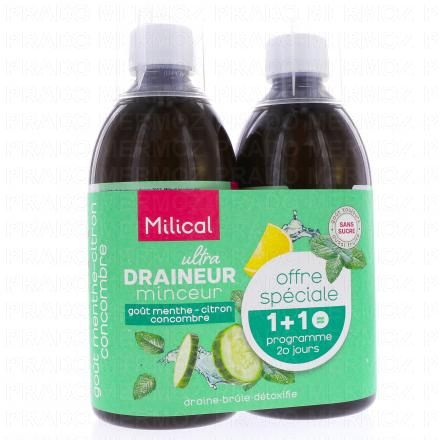 Draineur Ultra goût Menthe, Citron, Concombre 500mlx2